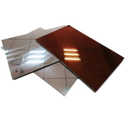 China 1220x2440mm Mirror Aluminum Composite Panel Interior Wall Decoration MKS001 Outdoor PVD Colored Te koop