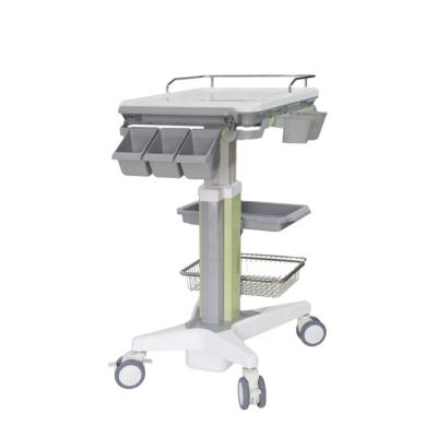 China Plastic Medical Computer Cart Hospital Laptop Trolley With Keyboard Mouse Tray for sale