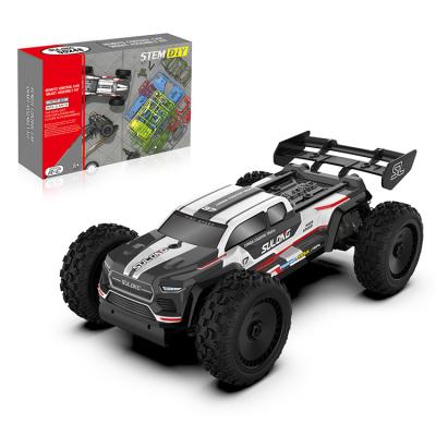 China STEM Assembly Kit New 2.4G Smart DIY High Speed ​​Assemble RC Racing Car Model Push Back Electric Educational Toys Remote Control Truck For Kids Adults for sale