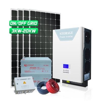 China Home solar power system 10kva power 5kw 10kwh 3000watt 3kw 5kva 20kw 10kw hybrid solar power system complete 3 kw with battery for sale