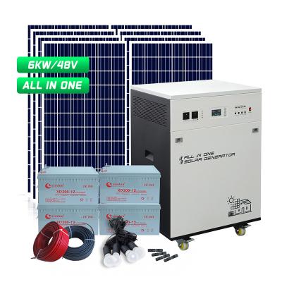 China Home Off Grid 6kw 6kva Hybrid Solar Power System Price 6kwatt 6000 Watt 6kw Off Grid Home Power Solar System Complete Mono Kit for sale