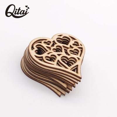 China Wholesale Modern Europe DIY Laser Cut Decorative Unfinished Wood Crafts Wooden Craft Heart Shapes Home Decor Embellishments for sale