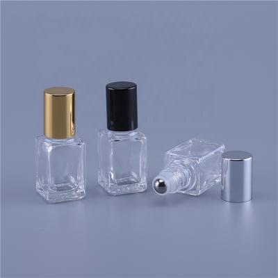 China Personal Care 5ml 10ml Clear Perfume Square Roll Glass Bottle For Travel Essential for sale