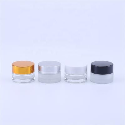 China Clear 5ml Straight Sided Empty Glass Jars, Face Cream Balm Personal Care Round 5g Frosted Bottle With Lid Plus Inner Cover for sale