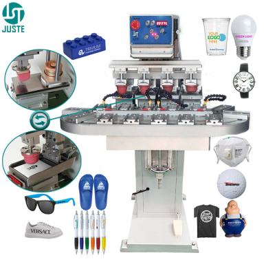 Cina Multi 4 Color Pad Printing Machine Conveyor Ink Tray Automatic Tampo Pad Printer For Plastic Cup Ceramic Dinner Plate in vendita