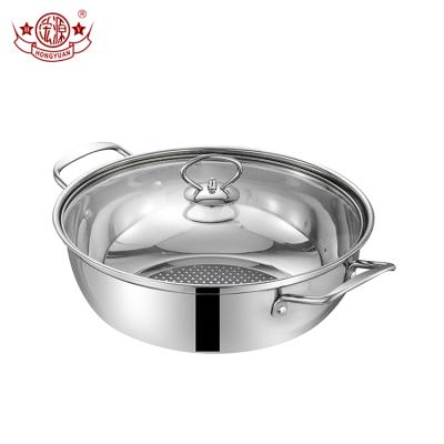 China Cookware Set Kitchen Accessories Double Stocked Handle Cooking Pot Cookware Set Stainless Steel for sale