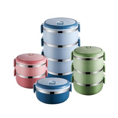 China Heatable Multilayer Round Food Containers Stainless Steel Bento Lunch Box for sale