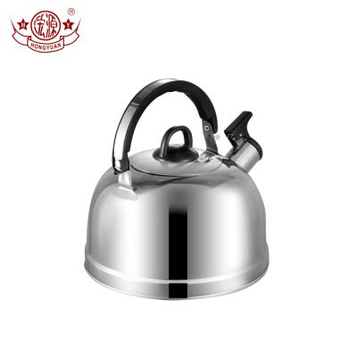 China Sustainable New Design 410 Stainless Steel Safety Lid Kettle Spout Cooking Water Tea Whistling Kettle for sale