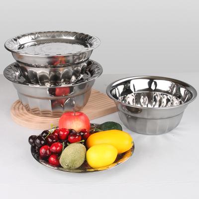 China Sustainable Wholesale Kitchenware Stainless Steel Basin With Cover Wash Basin Set Mixing Bowl Dish Dishes for sale