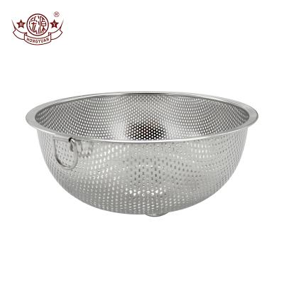 China Kitchen Sustainable Vegetable Stainless Steel Fruits Washing Sieve Draining Colander Basket for sale