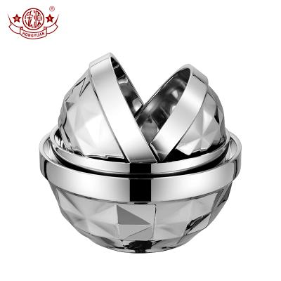 China Viable Shinning Diamonds Bowl 201 Stainless Steel Soup Rice Food Bowl For Lunch Dinner for sale