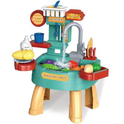 China Plastic Kids Pretend Play Vegetable Wash Sink Toys Electric Automatic Water Dishwasher Toy Kitchen Sink Toys for sale