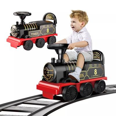 China Ride On Toy Hot Selling Wholesale Early Educational Children Train Trolley 2 Seats Electric Ride On Train With Track Toys for sale