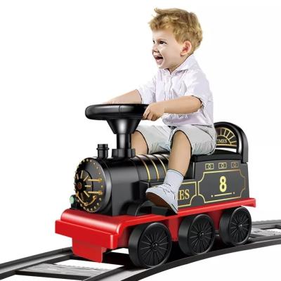 China Ride On Toy 2 In 1 Electric Six Wheels High Speed ​​Rail Train Kids Ride On Car Train Track Ride On Toys For Children for sale