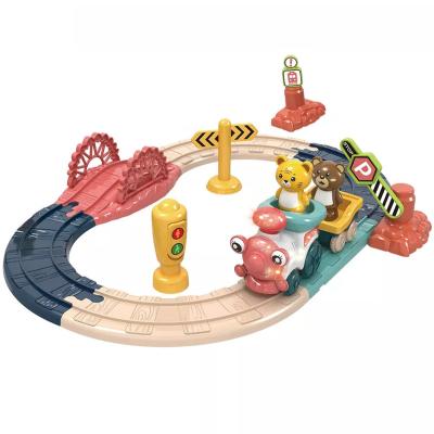 China Slot Toy Wholesale Kids Car Toy Track Set Cartoon Battery Operated Rail Toys Plastic Train Track Toy for sale