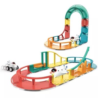 China Slot Toy Wholesale Rainbow Magnetic Tracks Other Magnet Tracks Diy 3d Puzzle Bricks 31pcs Educational Building Blocks Set Toys For Children for sale