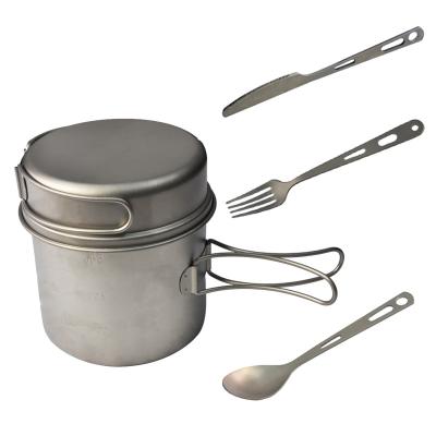 China Eco-friendly Titanium Outdoor Cooking Set And Portable Cookware To Increase Camping Pots Outdoor Activities Customer Logo for sale