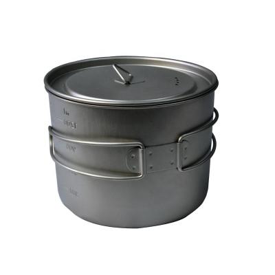 China Titanium Cutlery Folding 2000ml Handle Titanium Pot Ultralight Outdoor Foldable Pot Eco-friendly for sale