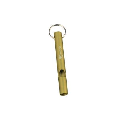 China Lightweight Outdoor Camping Logo Rescue Engraved Titanium Gold Whistle for sale