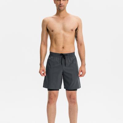 China Anti-wrinkle Men's Fake Fitness Shorts Both Pieces Tight Running Training Pants Quick Dry Running Pants for sale