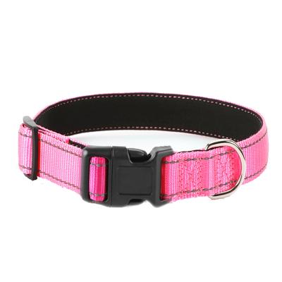 China Padded Reflective Soft Neoprene Padded Breathable Nylon Pet Collar Adjustable For Small Medium Large Dogs for sale