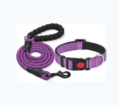 China 2021 Hot Sale Custom Reflective Neoprene Breathable Adjustable Nylon Dog Collar And Leash Set for sale