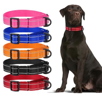 China Factory Direct Personalized Big Pet Heavy Duty Logo Martingale Training Dog Collar Reflective Stitch for sale