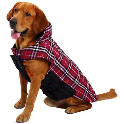 China Reversible Windproof Reversible British Dog Coat Plaid Style Jacket Dog Winter Warm Dog Winter Vest Clothes For Cold Weather for sale