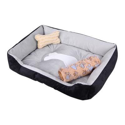 China Eco-Friendly Dog Bed Small Large Cat Dog Cushion Mat Waterproof Pet Kennel Rectangular Nest Washable Fleece Waterproof for sale