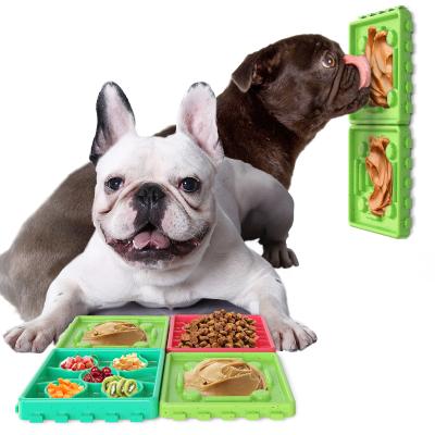 China Sustainable 4 In 1 Anti Choking Dog Licking Pad Nose Slow Feeder Pet Bowl Silicone Dog Lick Mat With Suction Cups for sale