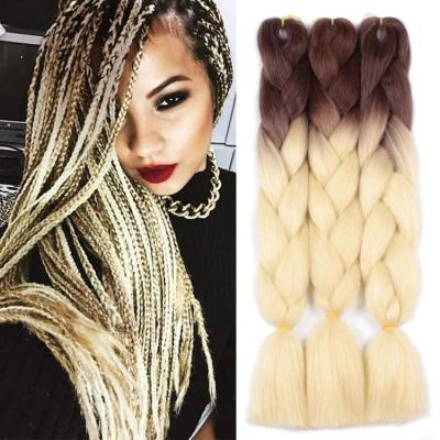 China unionbeauty Wholesale Authentic Synthetic Braiding Hair Raw Material 24 Inch Ombre Braids Synthetic Hair 100g Jumbo Pink Colored Braiding Hair Extensions For Braiding for sale