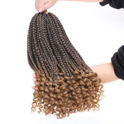 China Messy Bohemian Goddess Pre-looped Crochet Braid UnionBeauty Locs Hair Boho Box Braids Black with Curly Ombre Burgundy Pre-looped Synthetic Box Braid for sale