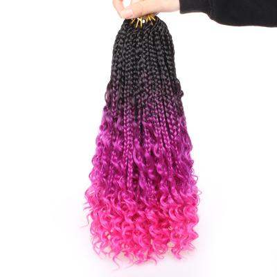 China Other UnionBeauty Ombre Burgundy Pre-looped Synthetic Boho Box Braids Boho VIP Beauty Salon Hair Extensions for sale