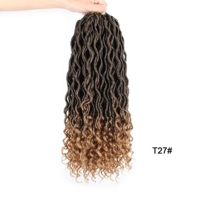 China Unionbeauty Prelooped Synthetic Wavy Ombre Crochet Braids Hair Extensions Goddess Faux Locs Accessories With Curly for sale