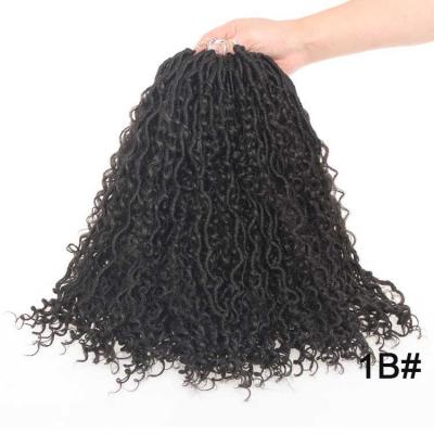 China Unionbeauty Pre-looped 14 New Goddess Locs Black Wavy Faux Locs Hair Extensions Bohemian Locs 18 Inch for sale