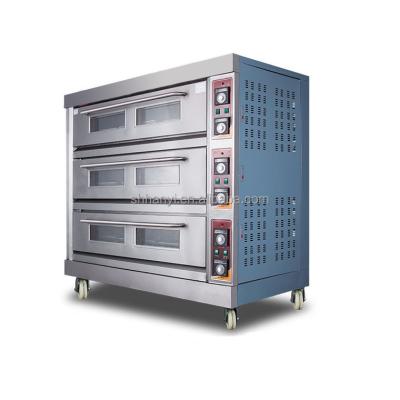 China Easy Operation Commercial Stainless Steel Baking 2 /3 Deck 12 Trays Bakery Gas Oven For Bread for sale