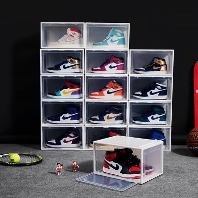 China Viable Wholesale Giant Transparent Stackable Magnetic Plastic Custom Logo Clear Shoe Storage Box for sale