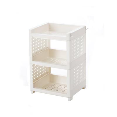 China 2019 Sustainable Top Kitchen PP Plastic Corner Standing Type Storage Shelf for sale