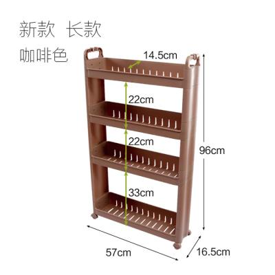 China Viable Wholesale Products 4 Layer Customizable Plastic Storage Shelf Rack With Wheel for sale