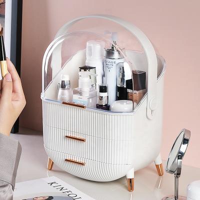 China 2021 Hot Stocked Amazon Makeup Organizer Rotating Premium Makeup Organizer Cosmetic Case Acrylic 4 Drawers for sale