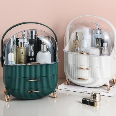 China Fashion Drawer Type Finishing Multifunctional Skin Care Desk Lipstick Storage Plastic Box Makeup Organizer for sale