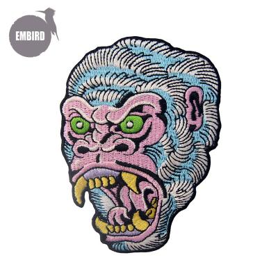 China Handmade High Quality Manufacturer Custom Design Patches Iron On Gorilla Appliques 3D Badges Patches For Bags for sale