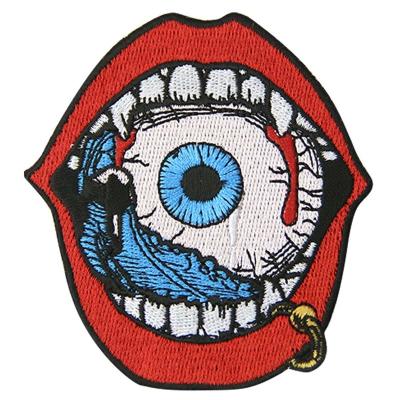 China Professional Washable Embroidery PATCH Maker Custom Iron On Embroidered Patch Eat Eyeball for sale