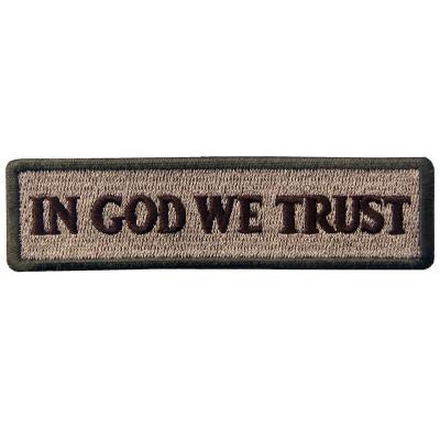 China Washable Accessories Embroidery OEM Customized Embroidered Patch For Clothing Bag Shoes IN GOD WE TRUST for sale