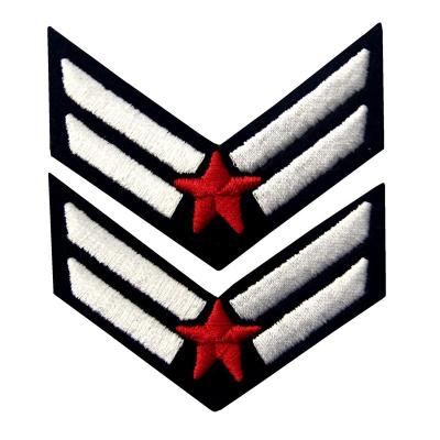 China Washable Herringbone Sargent Military Uniform Stripes Army Embroidered Arms Symbolize Iron On Sew On Shoulder Patch for sale