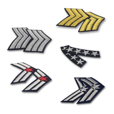 China Handmade Custom Military Uniform Stripes Army Embroidered Arms Symbol Iron On Sew On Shoulder Patch for sale