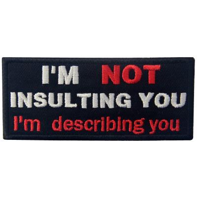 China Handmade I'm Not Insulting You I'm Describing You Funny MC Club Biker Vest Patch for sale