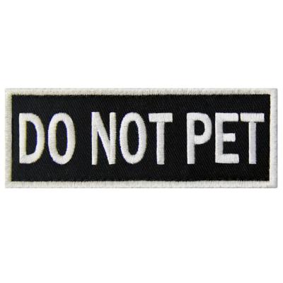 China Washable SERVICE DOG DON'T PEST 3D Fabric Embroidery Alphabet Letter Applique Patch For DOG Clothes for sale