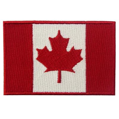 China Handmade Canadian National Flag Iron / Sew On Patch Embroidered Applique T-Shirt Hat for sale