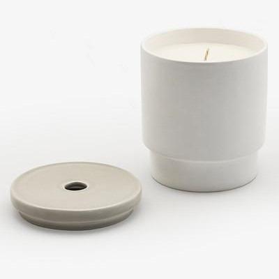 China European Custom Logo Eco-friendly Style Lid Candle Cup Holders Ceramic White Candle Jar For Wedding Restaurant Decoration for sale